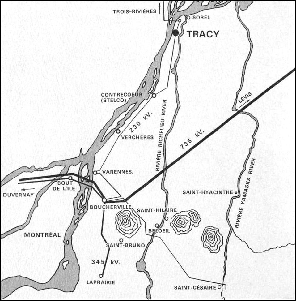 Carte de 1965 situant la centrale dans la région