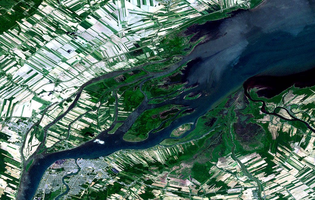 Image satellite Landsat du delta du lac Saint-Pierre en 2003